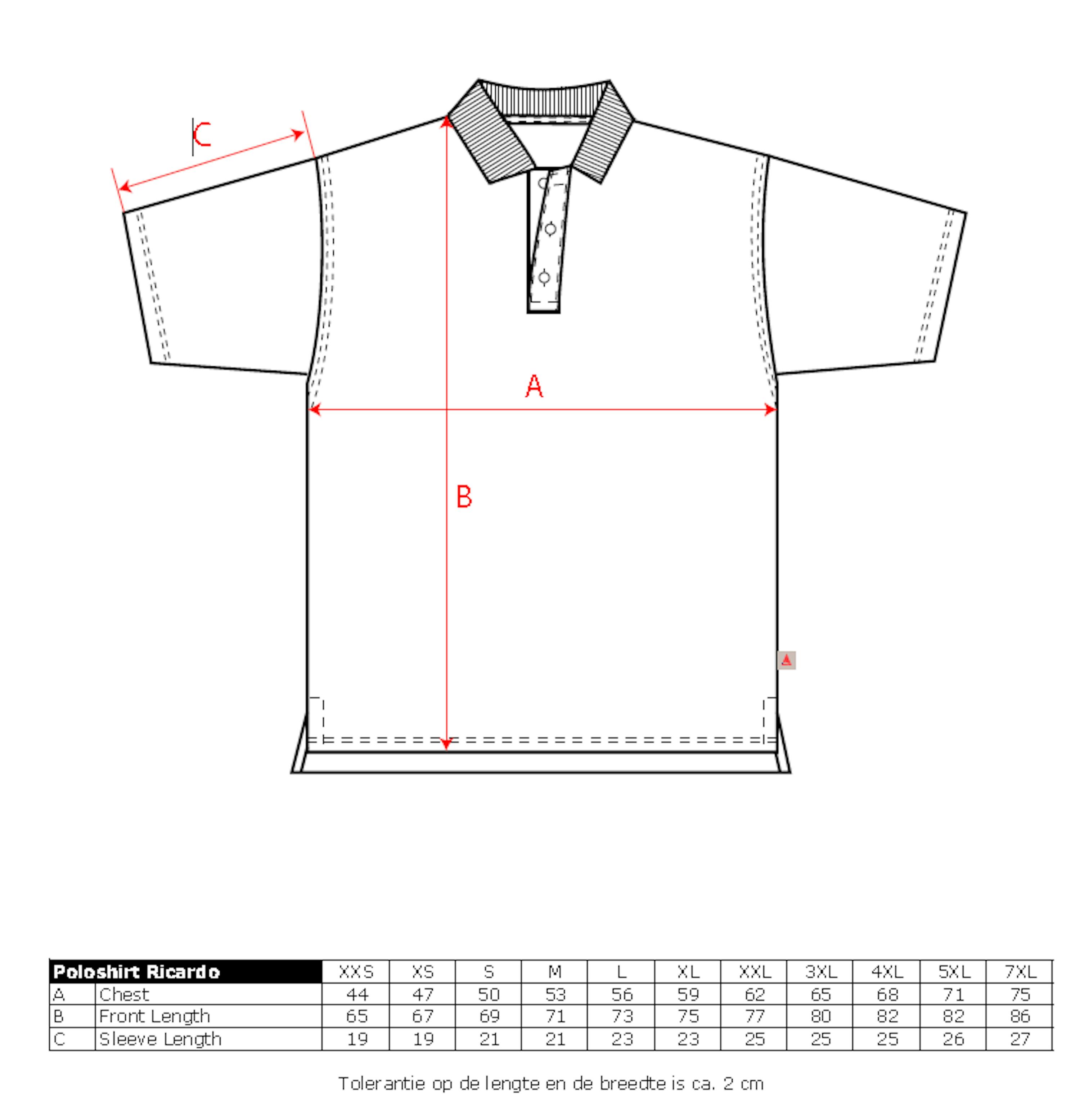 Maattabel voor SANTINO Poloshirt Ricardo