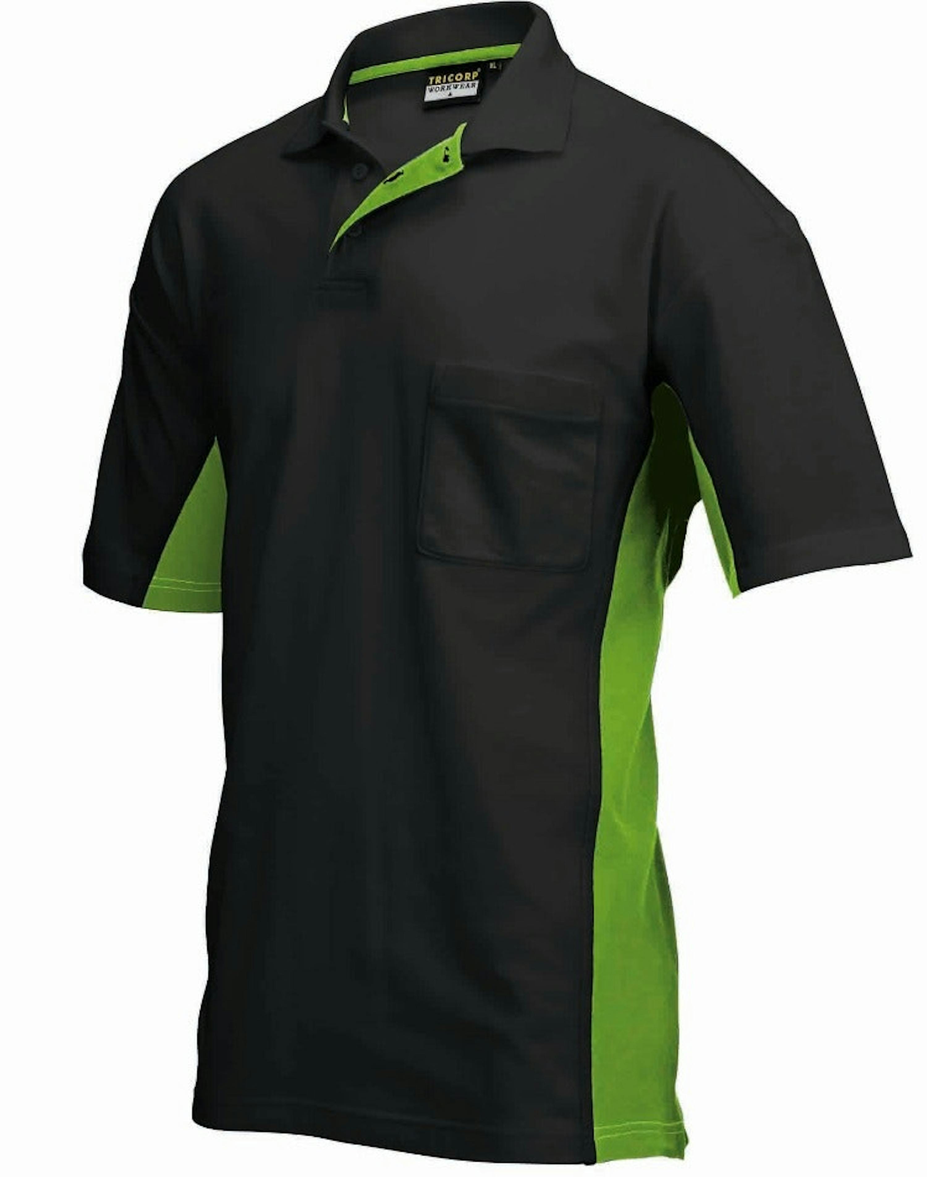 Tricorp TP2000 Poloshirt Bi-Colour met borstzak (202002) - 2XL - Black / Lime - 2XL, Black / Lime