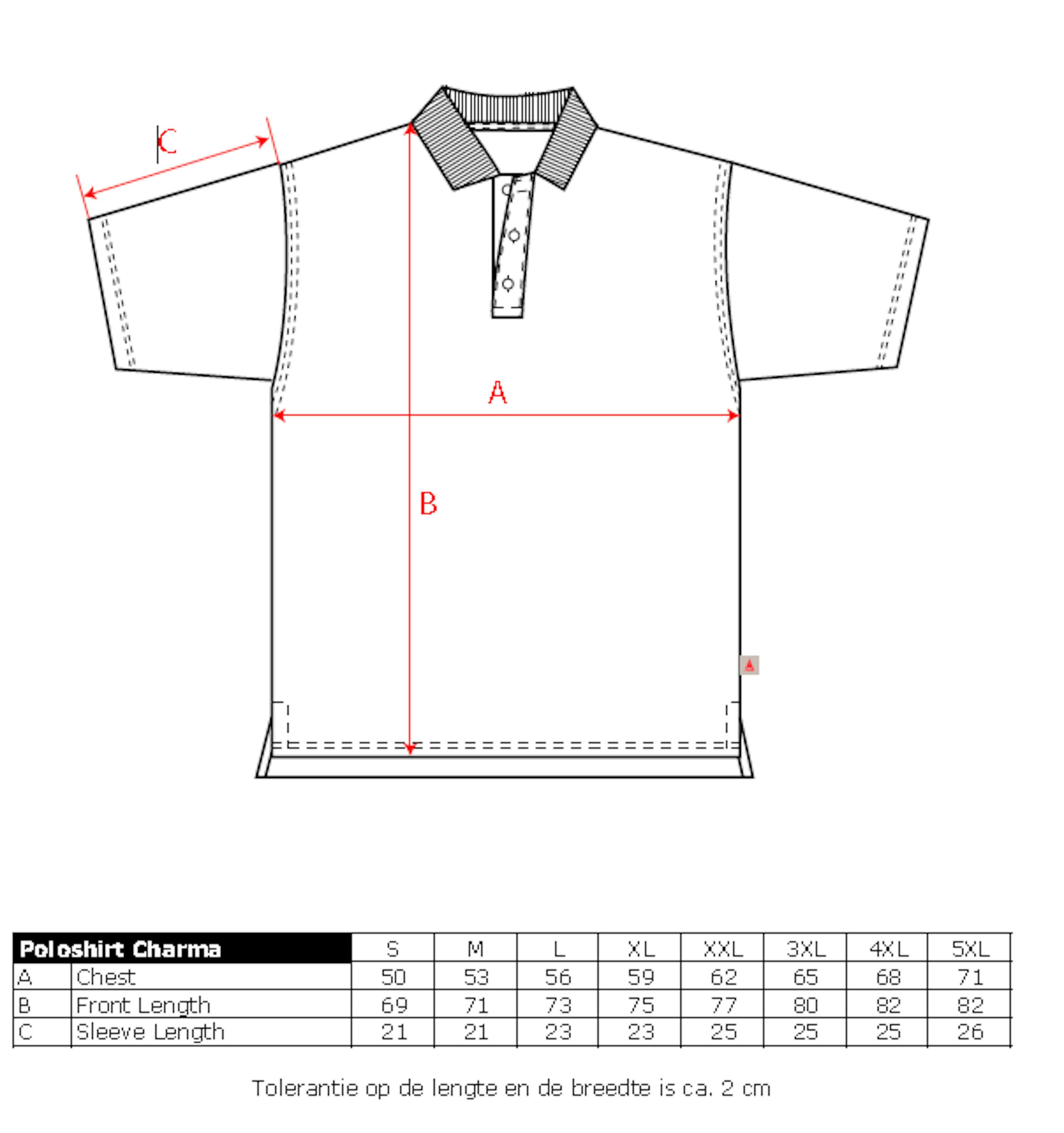 Maattabel voor SANTINO Poloshirt Charma 