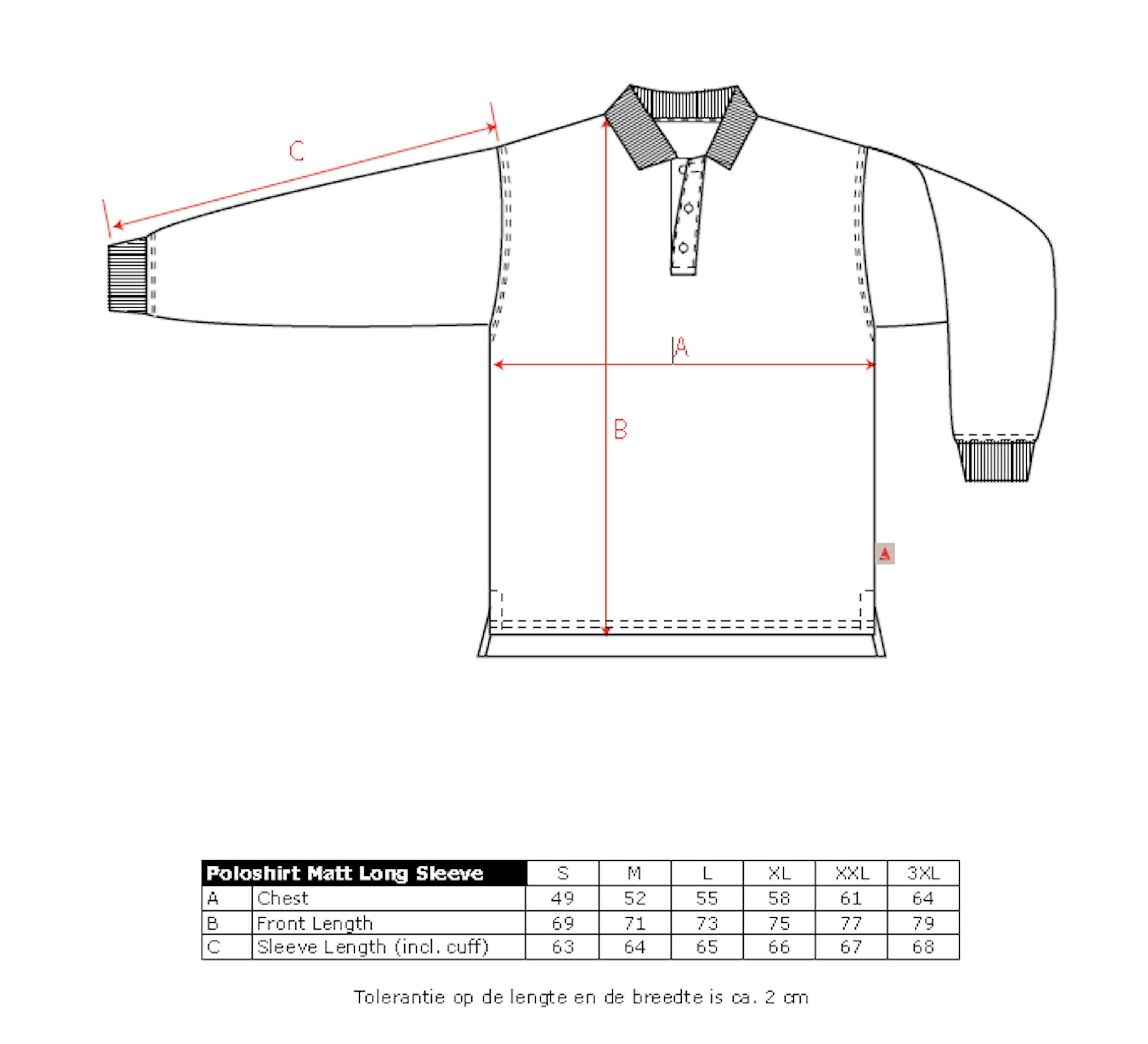 Maattabel voor SANTINO Poloshirt Matt