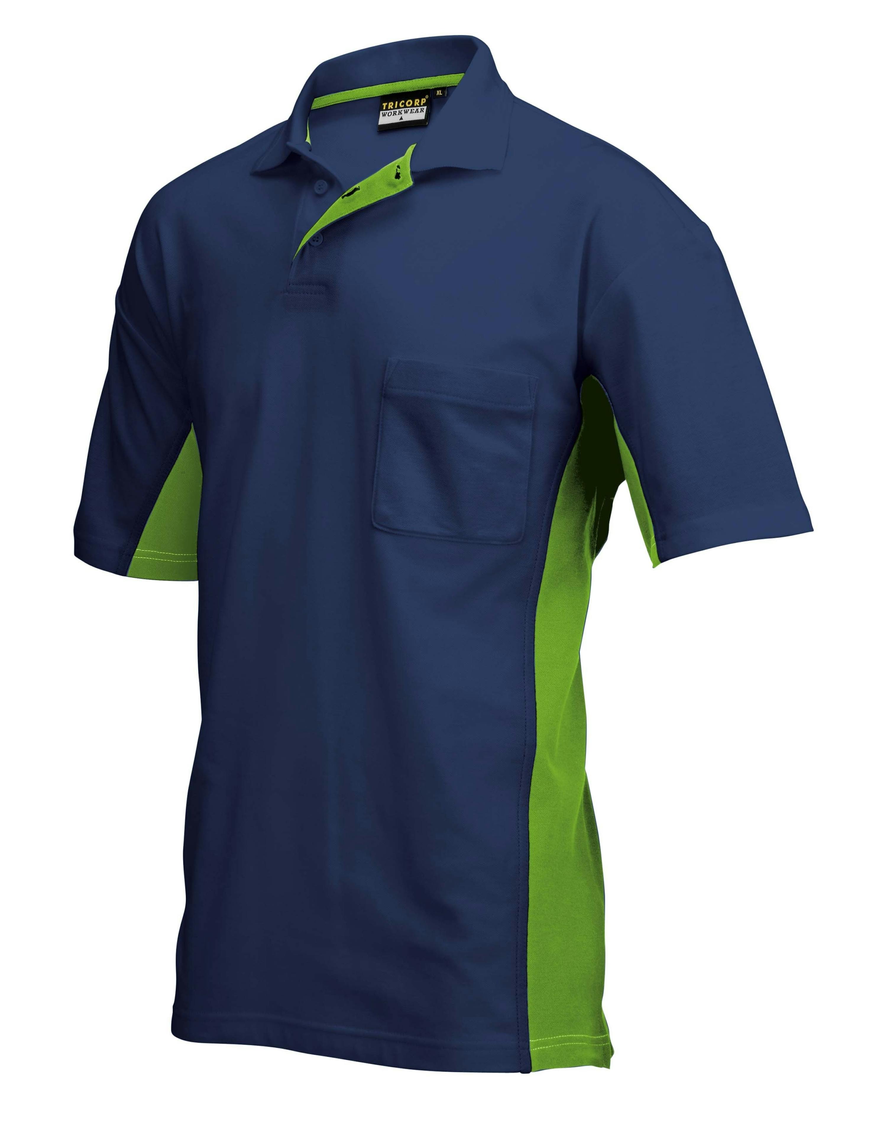 Tricorp TP2000 Poloshirt Bi-Colour met borstzak (202002) - 2XL - Navy / Lime - 2XL, Navy / Lime
