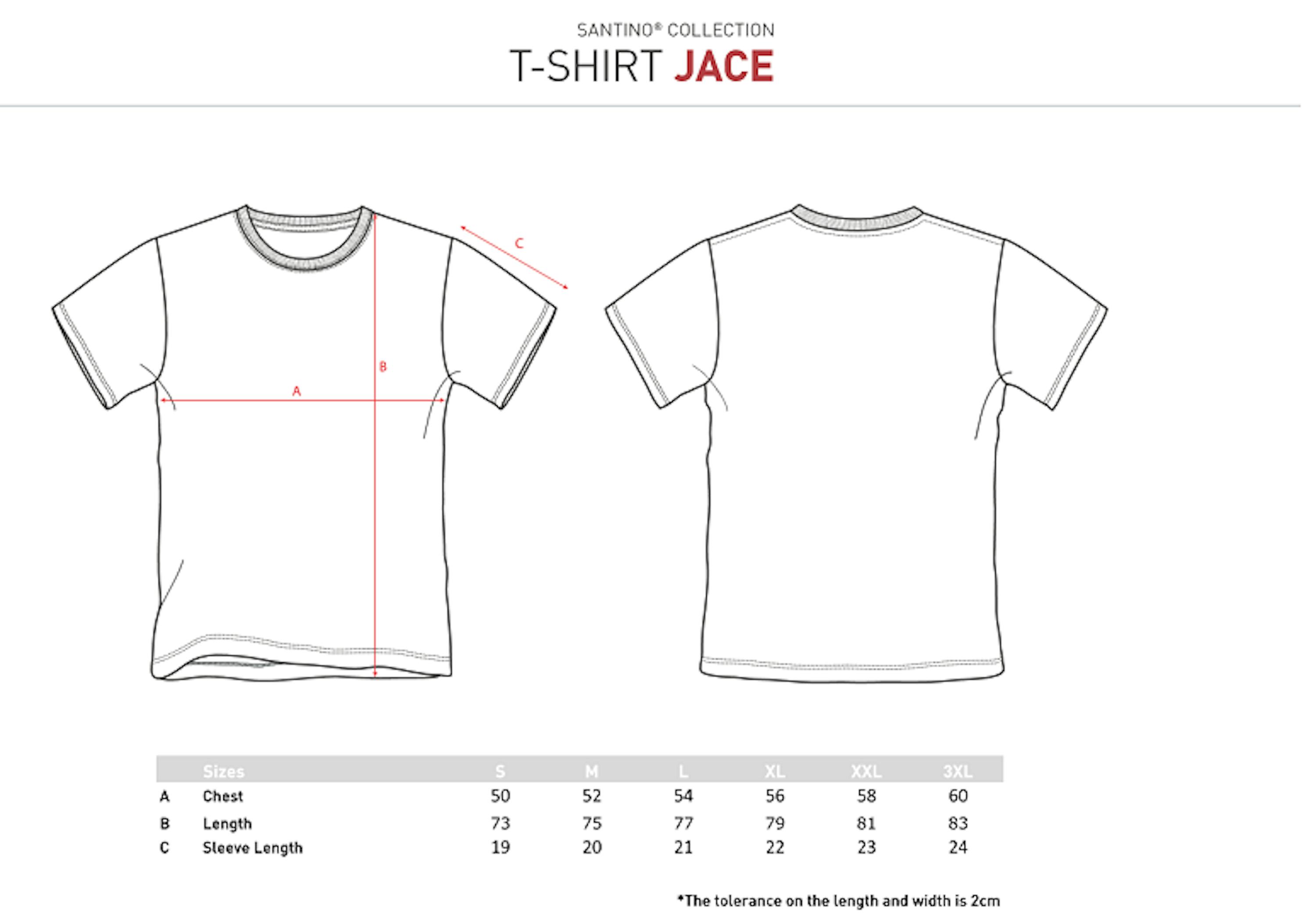 Maattabel voor Santino T-shirt Jace