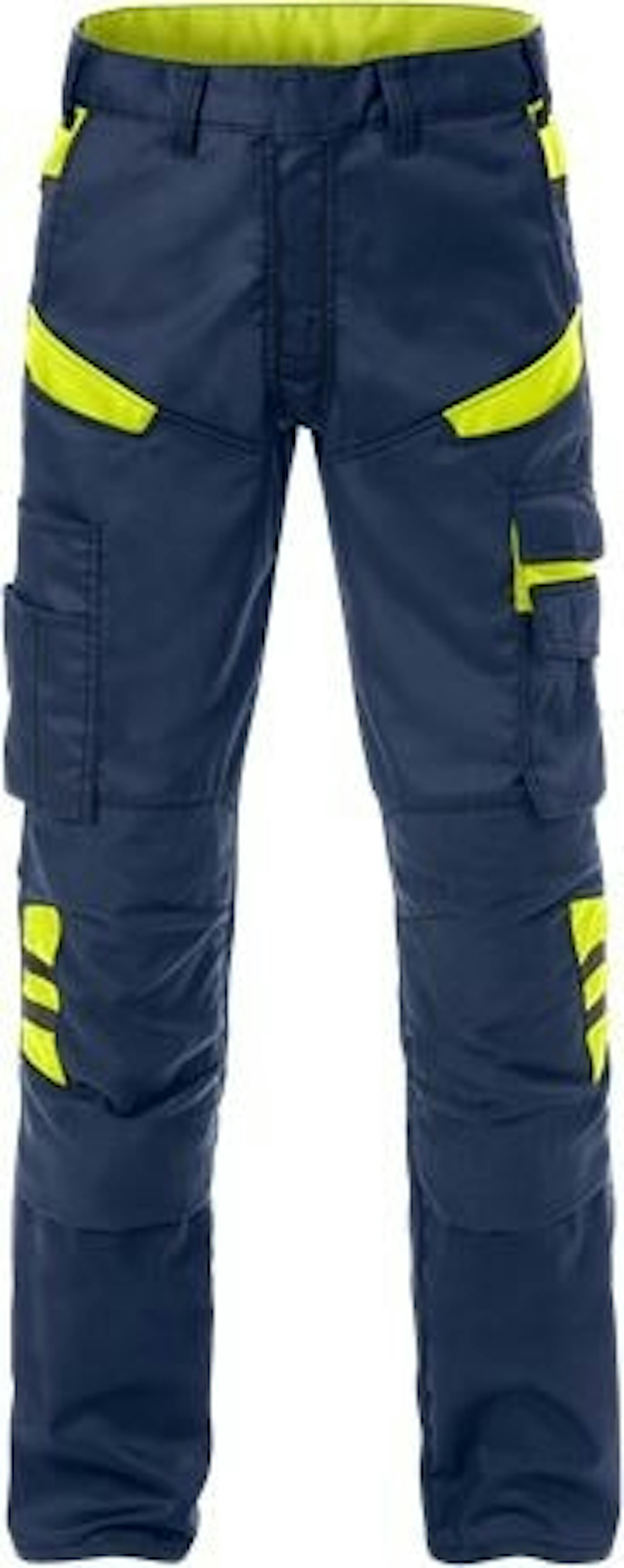 Fristads Fusion Werkbroek 2555 STFP Kniezakken (129482) - 100 - Navy / Hi-Vis Yellow 556 - 100, Navy / Hi-Vis Yellow 556